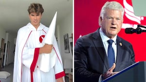 Preston Parra in KKK robes and Mike Collins.