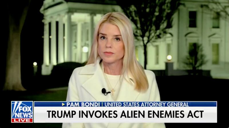 Attorney General Pam Bondi appears on Fox News on March 17, 2025.