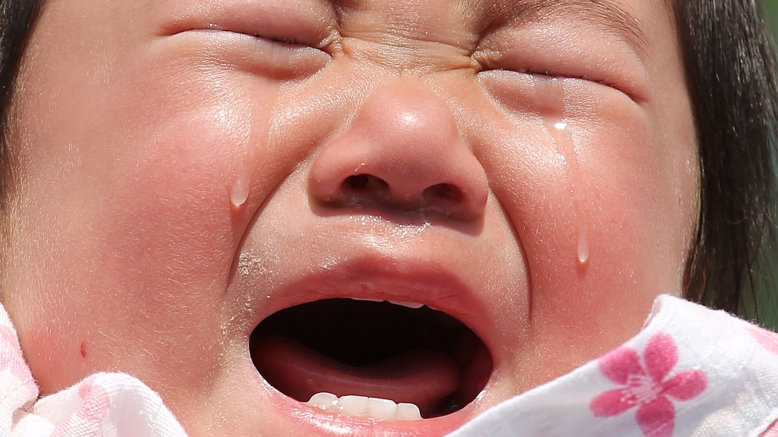 TOKYO - APRIL 25: A crying baby is carried by Sumo wrestling student during the Crying Sumo competition at Sensoji Temple on April 25, 2010 in Tokyo, Japan. The first baby to cry wins the competition. The ceremony takes place in Japan to wish for the good health of the child as it is said that crying is good for the health of babies. (Photo by Koichi Kamoshida/Getty Images)