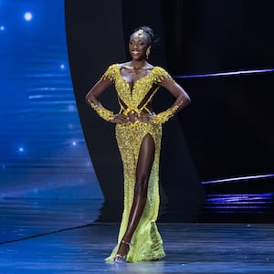 BANGKOK, THAILAND - NOVEMBER 19: Miss Universe Cote d' ivoire, Olivia Yace, showcases her evening gown during the 74th Miss Universe preliminary competition on November 19, 2025 in Bangkok, Thailand.
