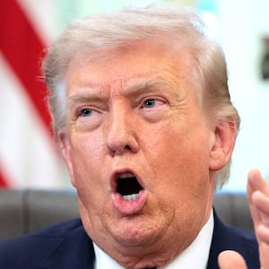 President Donald Trump speaks during the signing ceremony for an executive order on mail ballots, in the Oval Office of the White House in Washington, D.C., March 31, 2026.