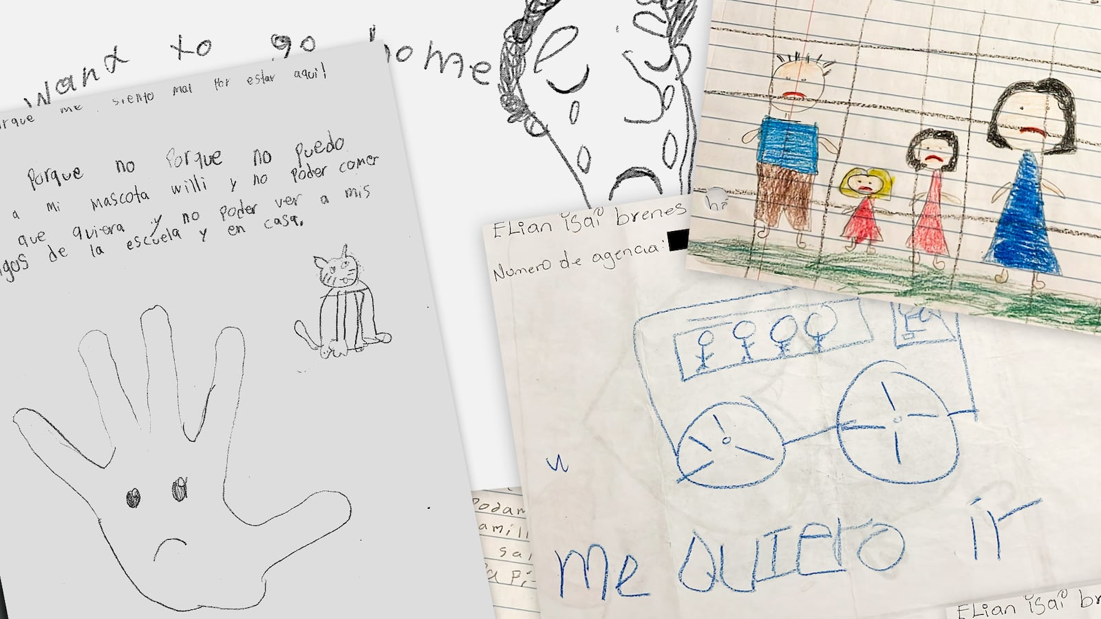 Drawings and letters from detained children.