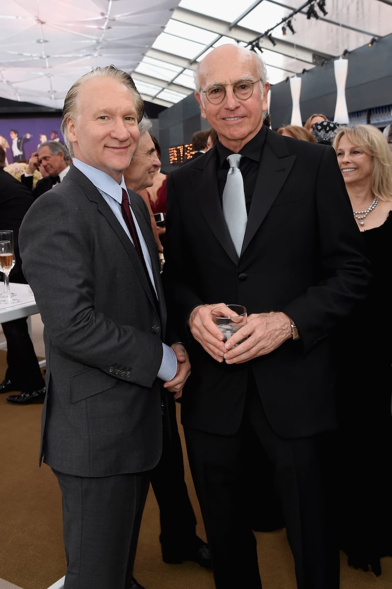 TV personality Bill Maher (L) and actor/writer Larry David
