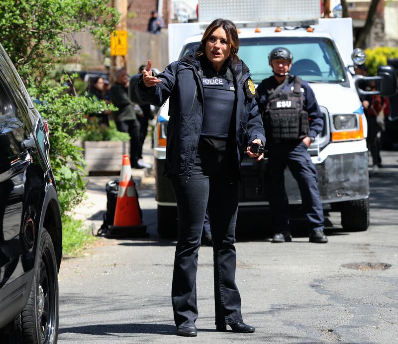 Mariska Hargitay on the set of "Law and Order: SVU" on April 22, 2024