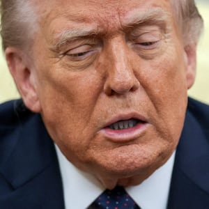 FILE PHOTO: U.S. President Donald Trump speaks as he meets with German Chancellor Friedrich Merz (not pictured) in the Oval Office at the White House in Washington, D.C., U.S., March 3, 2026. REUTERS/Jonathan Ernst/File Photo