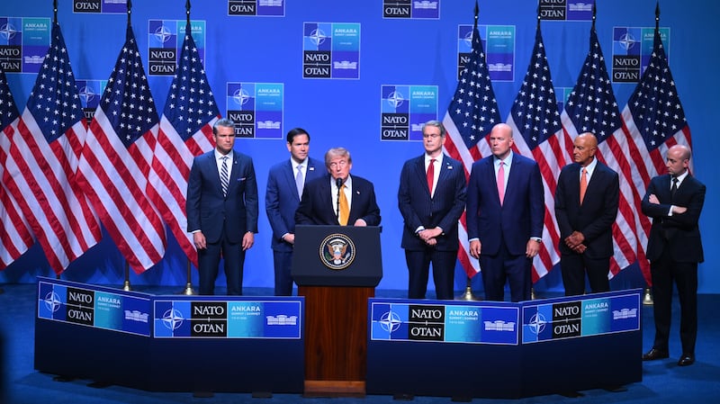 US President Donald Trump holds a press conference at the Presidential Complex during the 36th NATO Summit of Heads of State and Government in Ankara, Turkiye, on July 8, 2026.