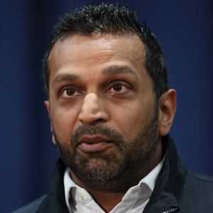 NEW YORK, NEW YORK - OCTOBER 23: FBI Director Kash Patel speaks during a press conference on October 23, 2025 in New York City. FBI Director Patel was joined by U.S. Attorney for the Eastern District of New York Joseph Nocella, Jr., Assistant Director in Charge of the NY Field Office of the FBI Christopher Raia, Special Agent in Charge of the NY Field Office of Homeland Security Investigations Ricky Patel, NYPD Commissioner Jessica Tisch and various members of law enforcement as they announced indictments against current and former N.B.A. players, that include Chauncey Billups coach of the Portland Trailblazers and hall of fame inductee, Terry Rozier, a guard for the Miami Heat, in a pair of criminal cases that involved the coordination of Mafia families and professional athletes. (Photo by Michael M. Santiago/Getty Images)
