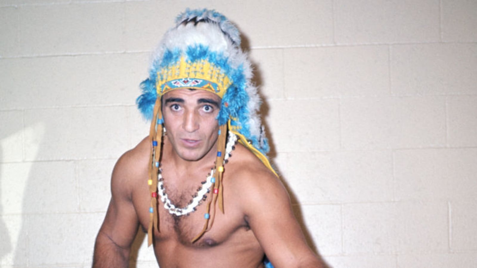 rofessional wrestler Billy White Wolf of Iraq poses for a portrait circa March 1963 in New York.