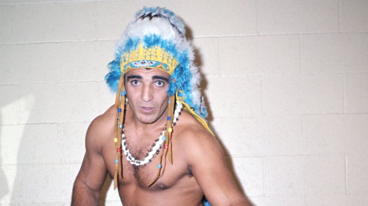 rofessional wrestler Billy White Wolf of Iraq poses for a portrait circa March 1963 in New York.