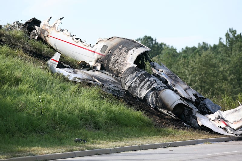 The Learjet 60 barreled through a South Carolina airport fence, crossed a highway and then exploded.