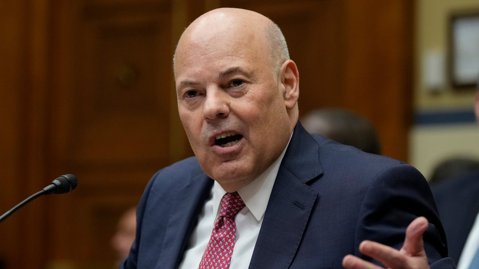 U.S. Postmaster General Louis DeJoy testifies during a House Oversight Subcommittee on Government Operations and Federal Workforce hearing on Capitol Hill May 17, 2023 in Washington, DC.