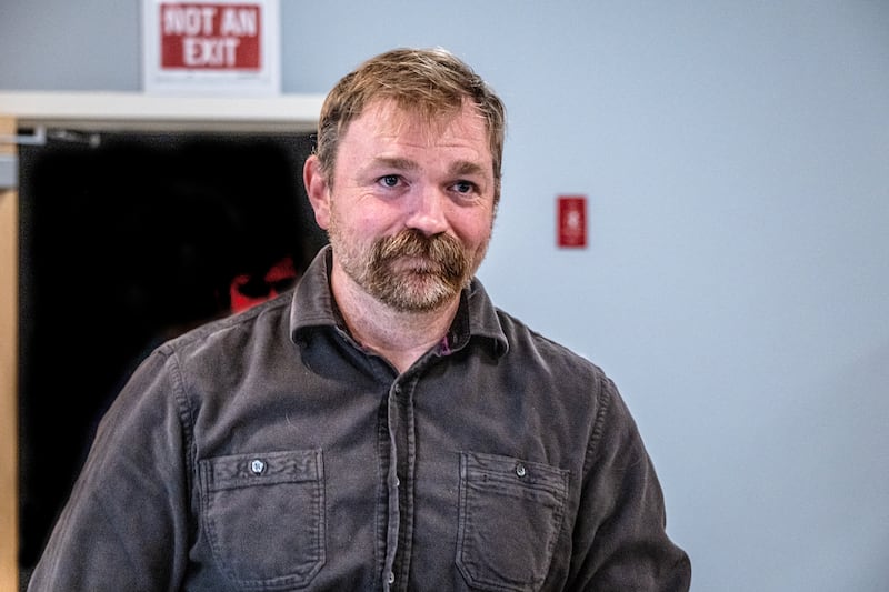 PORTLAND, MAINE - JUNE 07: Democratic U.S. Senate candidate Graham Platner speaks to voters at a town hall at the Elks Lodge 188 on June 7, 2026 in Portland, Maine. Platner is the presumptive Democratic nominee and will face incumbent Sen. Collins (R-ME) for Maine's U.S. Senate seat in the general election. (Photo by Laura Brett/Getty Images)