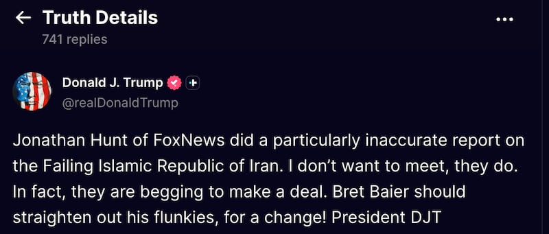 Trump's Truth Social post.