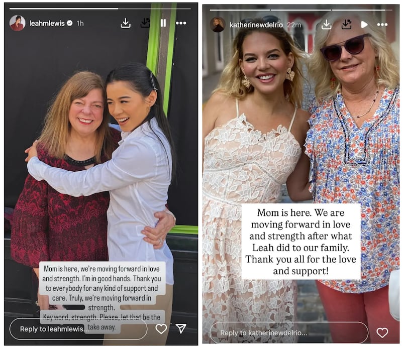 Katherine Del Rio's Instagram response to Leah Lewis's post