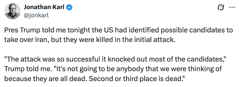 Jonathan Karl X post