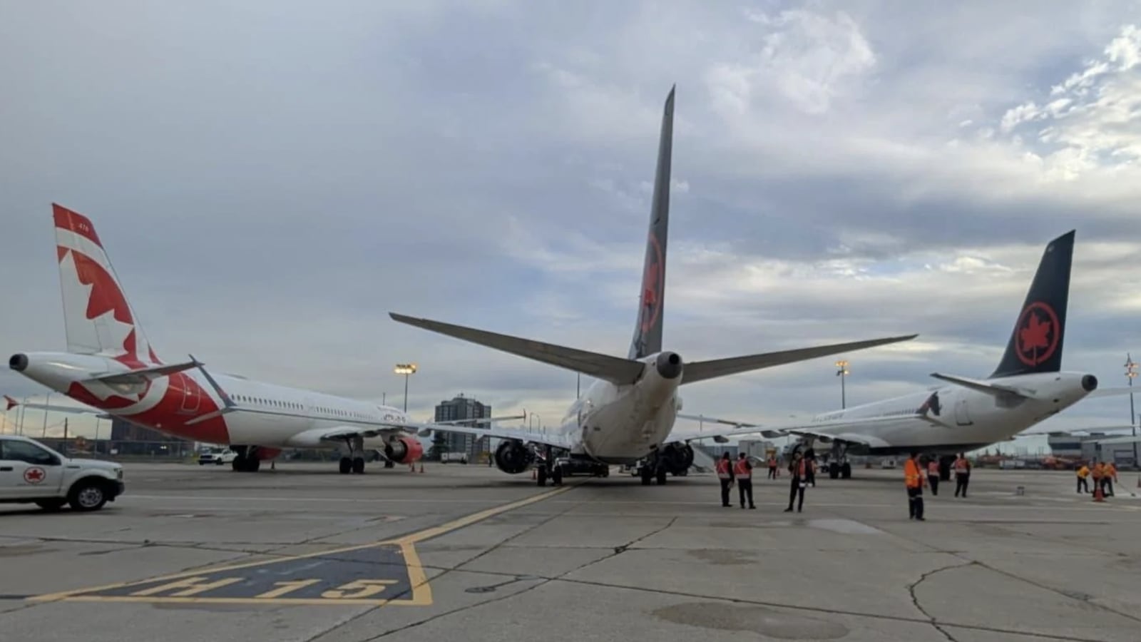 Air Canada's Boeing 737 Max attempted to park between two jets, colliding with the wings.