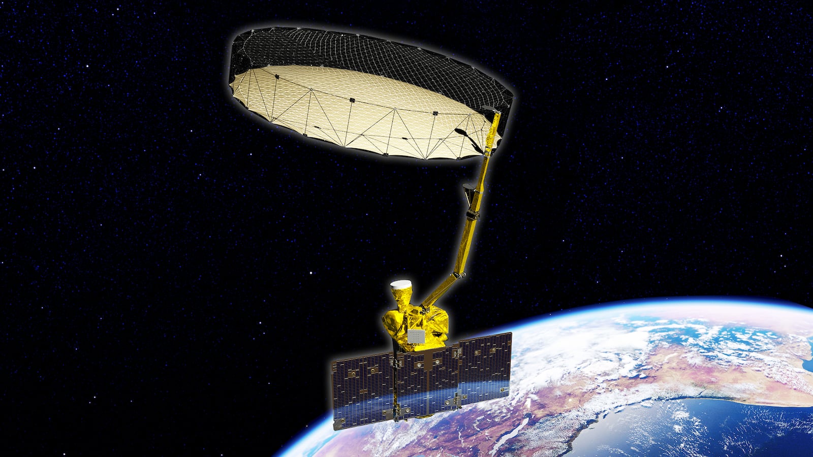 illustration of satellite over earth smap Soil Moisture Active Passive usda NASA agriculture