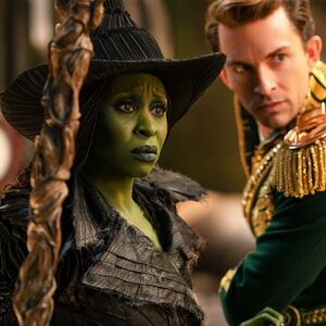 Cynthia Erivo as Elphaba and Jonathan Bailey as Fiyero