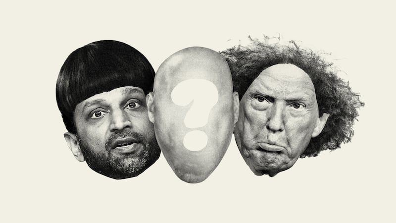 Kash Patel and Donald Trump as the three stooges