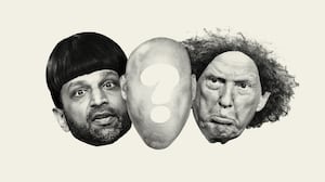 Kash Patel and Donald Trump as the three stooges