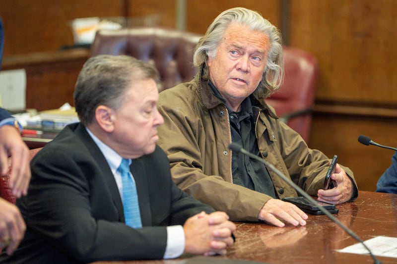 Steve Bannon at a pre-trial conference hearing in his fraud case in January 2025.