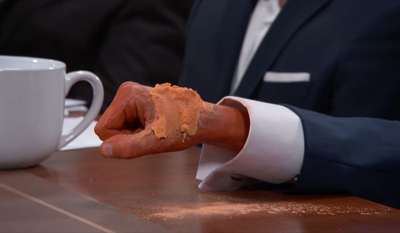 Jimmy Kimmel Live! Parody of Trump's hand, covered in cheeze whiz