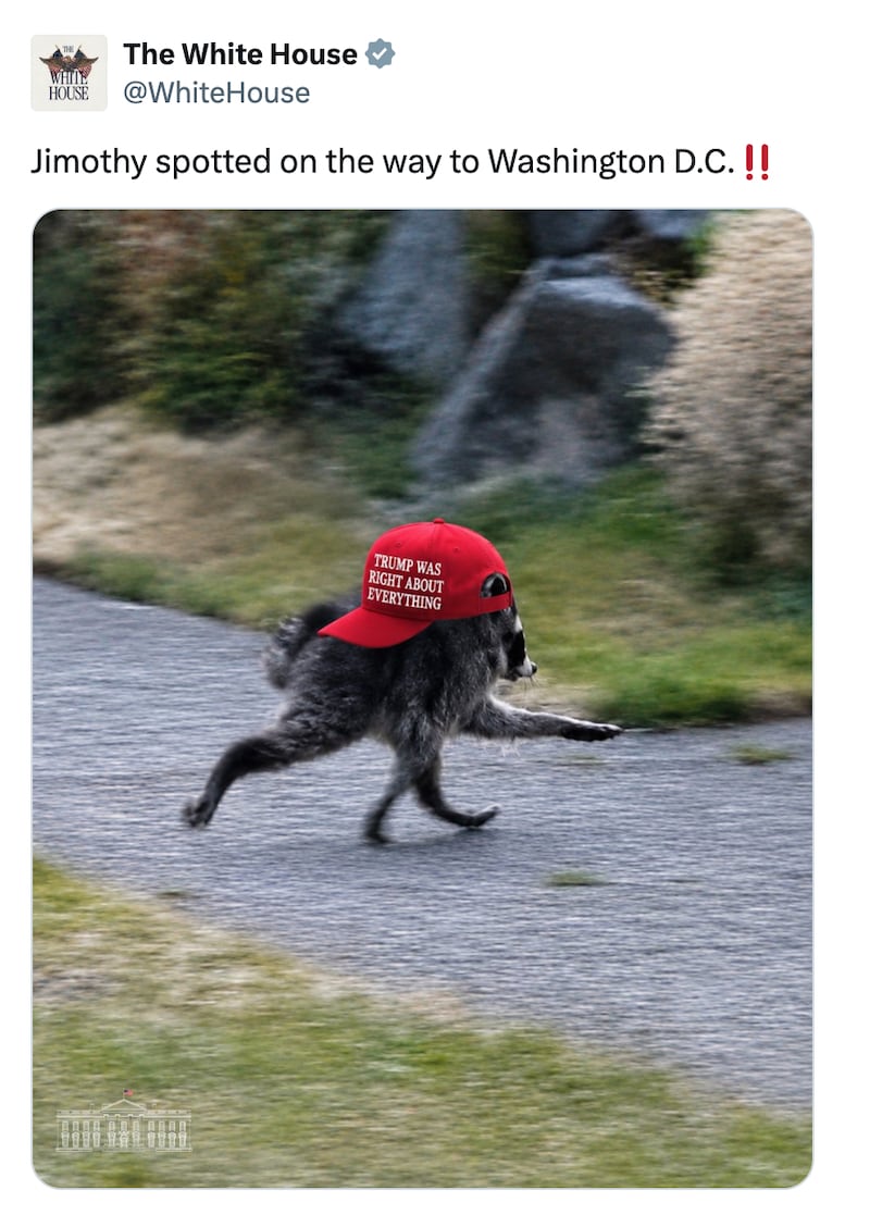 The White House's X post featuring Jimothy.
