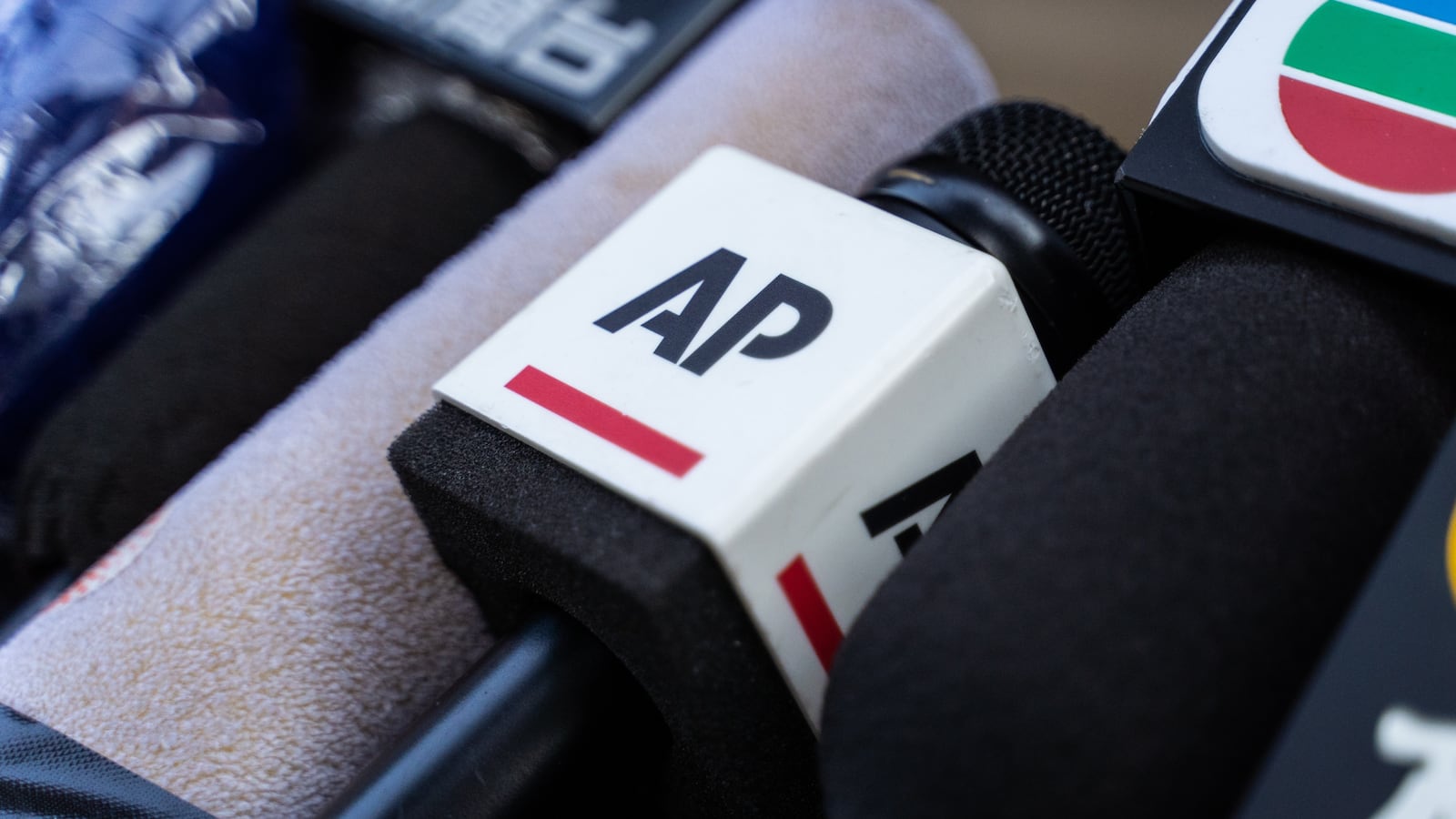 AP logo on a microphone.