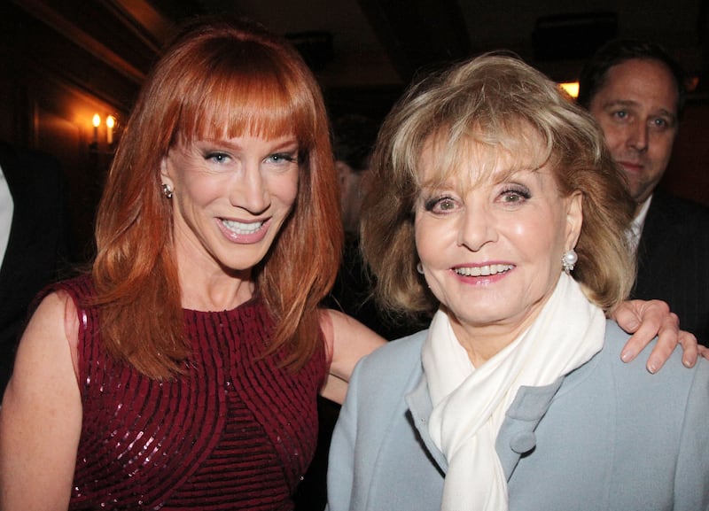 Kathy Griffin and Barbara Walters attend the "I'll Eat You Last: A Chat With Sue Mengers" Broadway opening night at The Booth Theater on April 24, 2013, in New York City.