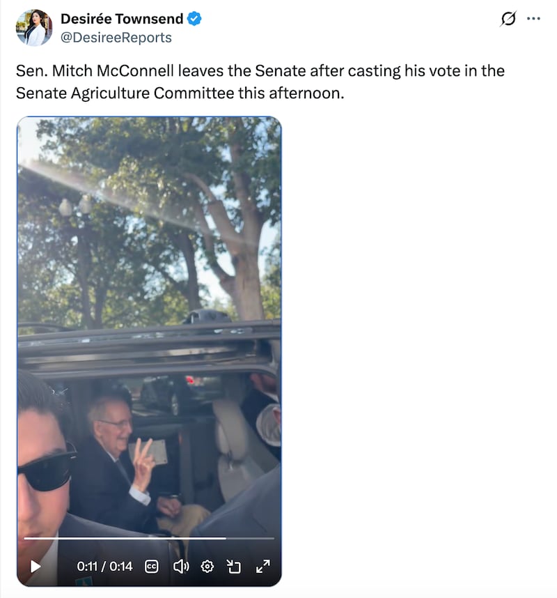 McConnell leaving Capitol Hill on Wednesday.