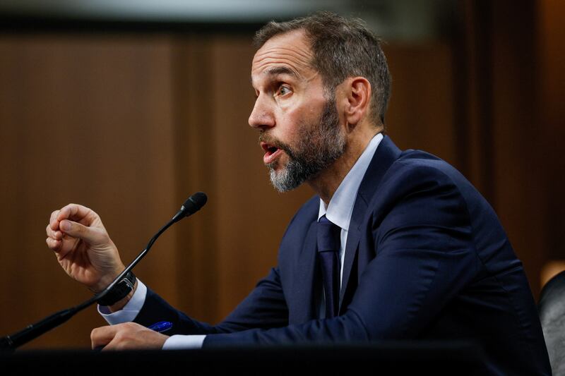 Jack Smith, former special counsel at the Justice Department, testifies before a Senate Judiciary Committee hearing on Capitol Hill in Washington, D.C., US, September 29, 2026.