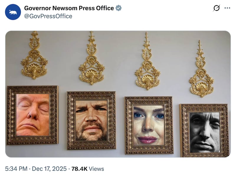 Gavin Newsom's reimagines the "Presidential Walk of Fame."