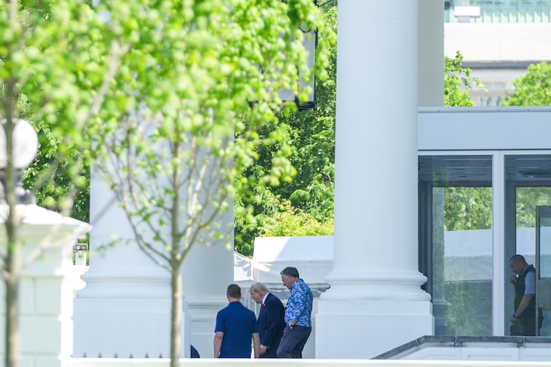 President Donald Trump and Special Envoy Steve Witkoff were spotted from afar departing the White House on Saturday, April 18, 2026.