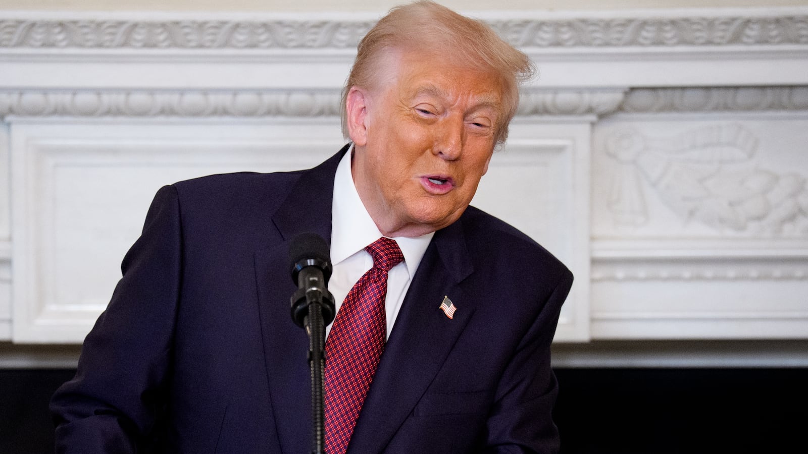 President Donald Trump speaks to Senate Republicans at a breakfast in the State Dining Room of the White House on November 5, 2025 in Washington, DC.