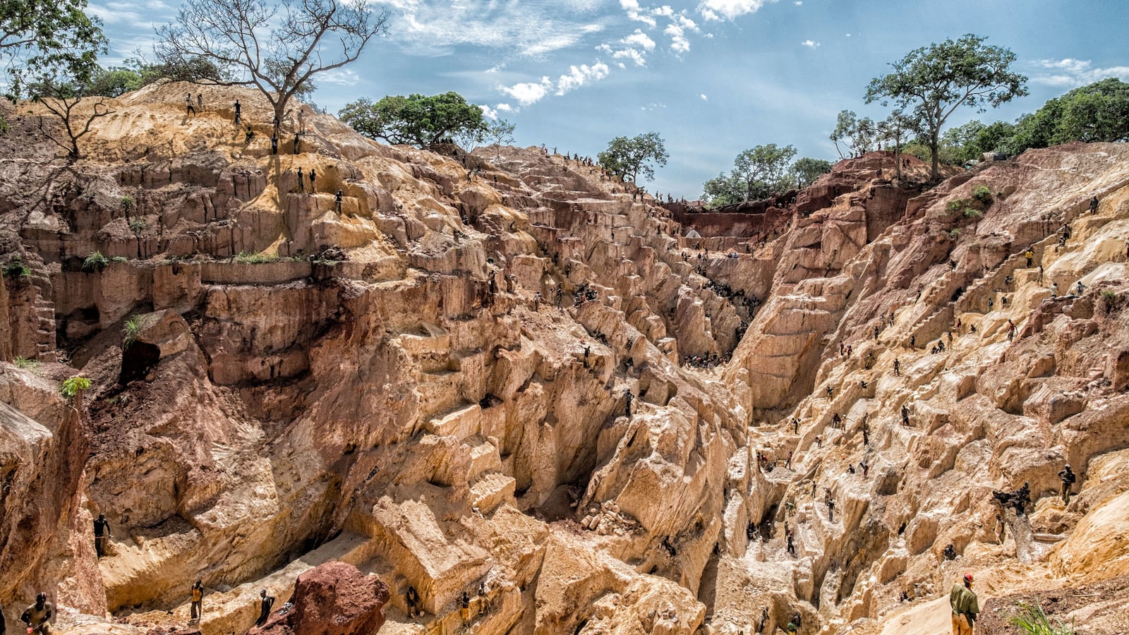A photograph of miners in the Ndassima gold mine in 2014 in CAR where independent gold panners once ran the mine. Today, the Russians control some of the biggest mines in the central part of the CAR, including the Ndassima gold mine.
