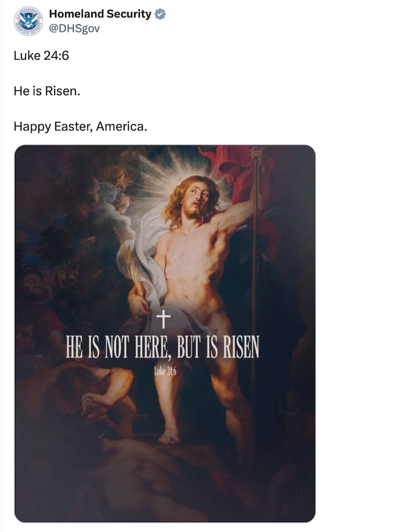 DHS post about Easter
