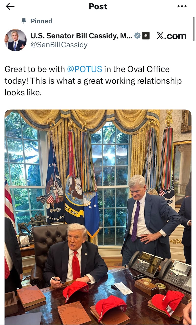 Cassidy touts his relationship with the president online.