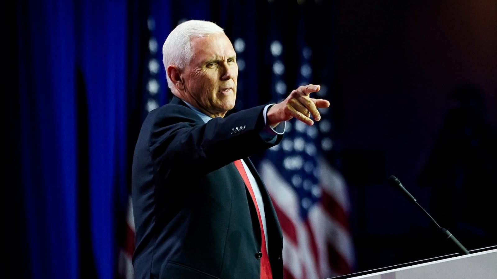 A picture of Republican U.S. presidential candidate former Vice President Mike Pence, who has finally qualified for the first GOP debate and may face off with his old boss, Donald Trump.