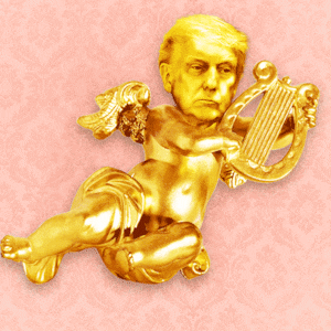 Gold Trump angel falls off the wall