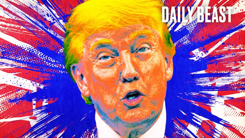 Photo illustration illo of Donald Trump for the Daily Beast podcast.