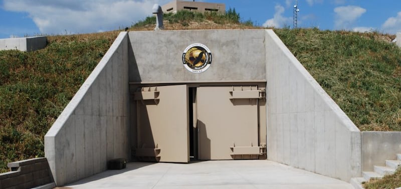The above ground section is protected by huge blast doors.