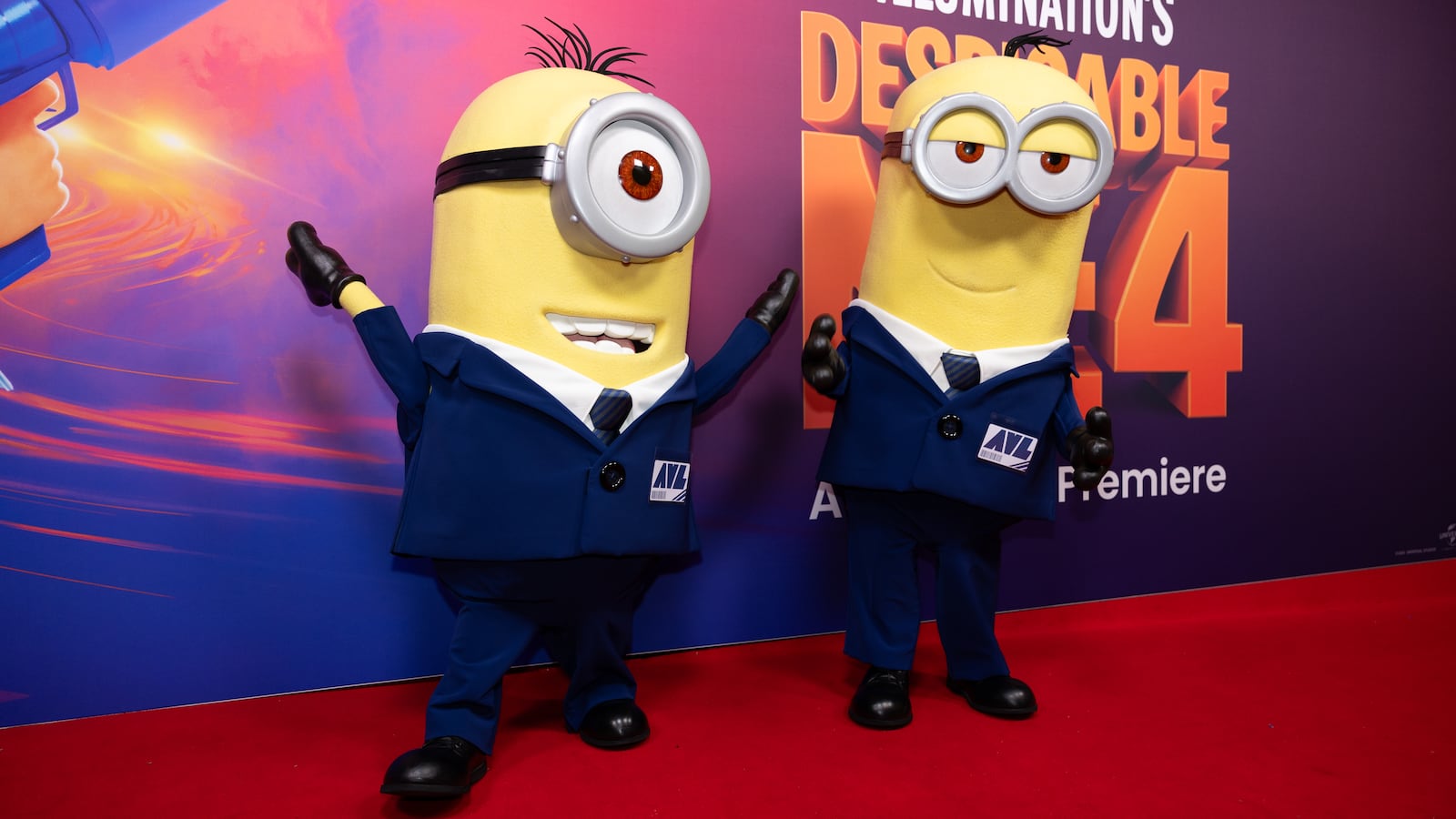 Life-sized figures of minions attend the Australian premiere of "Despicable Me 4" during the Sydney Film Festival 2024 at State Theatre on June 15, 2024 in Sydney, Australia.