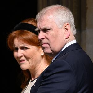WINDSOR, ENGLAND - APRIL 20: Sarah Ferguson, Duchess of York and Prince Andrew, Duke of York attends the Easter Sunday Mattins Service at St George's Chapel on April 20, 2025, in Windsor, England.