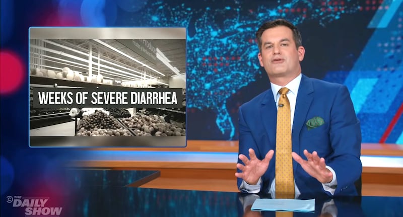 The Daily Show, Michael Kosta reacting to news coverage of severe diarrhea