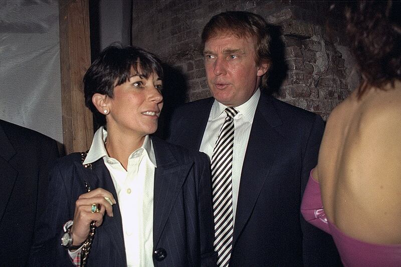 Ghislaine Maxwell and Donald Trump at the 50th anniversary for both the Ford Modeling Agency and Pantene hair care products in 1997.