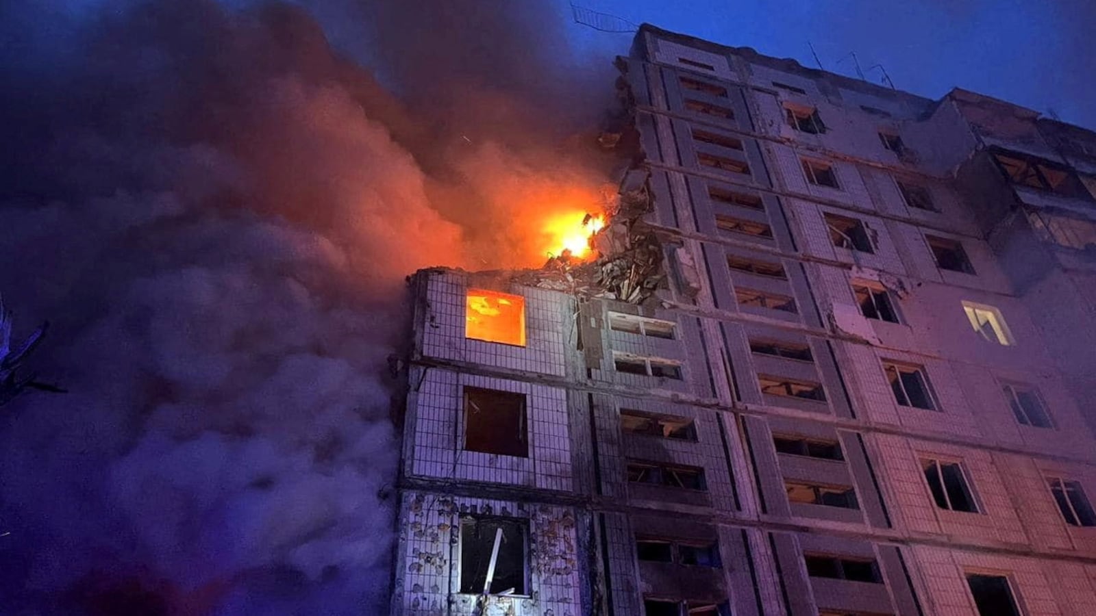 A view shows a heavily damaged residential building hit by a Russian missile in Uman, Cherkasy region, Ukraine, April 28, 2023.