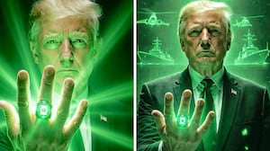 AI-generated image of Donald Trump with a Green Lantern power ring.