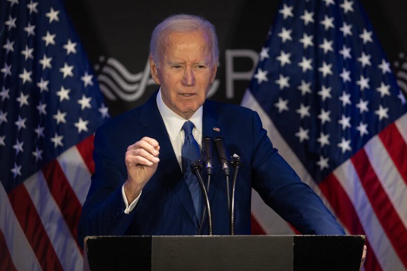 CHICAGO, ILLINOIS - APRIL 15: Former U.S. President Joe Biden speaks at a conference hosted by the Advocates, Counselors, and Representatives for the Disabled (ACRD) on April 15, 2025 in Chicago, Illinois. ACRD champions the rights of those who depend on Social Security and disability services.  (Photo by Scott Olson/Getty Images)