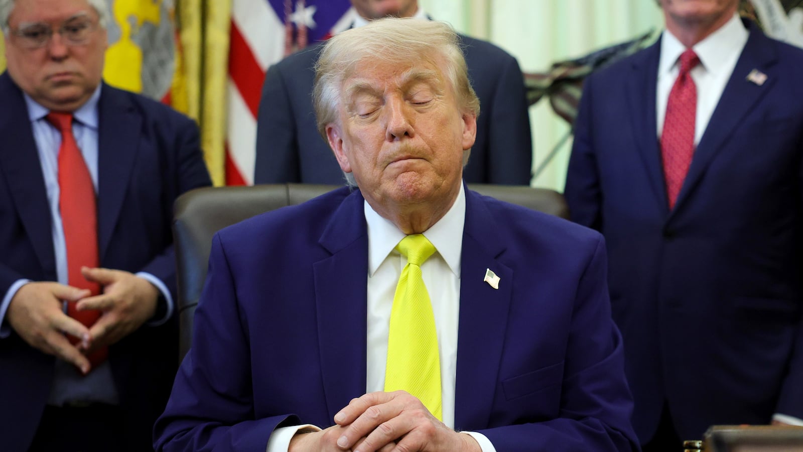 WASHINGTON, DC - JUNE 04: U.S. President Donald Trump looks on during a "Beautiful, Clean Coal" event in the Oval Office of the White House on June 04, 2026 in Washington, DC. President Trump announced a $700 million investment in funding for coal plants and energy infrastructure. (Photo by Kevin Dietsch/Getty Images)