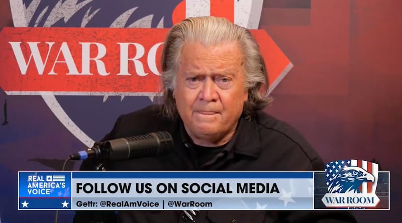 Steve Bannon presenting WarRoom